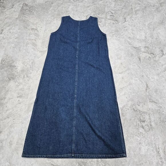 MPH Collection 90's Denim Jumper Dress Women XL Jean Floral Embroidery Beaded - Picture 11 of 12